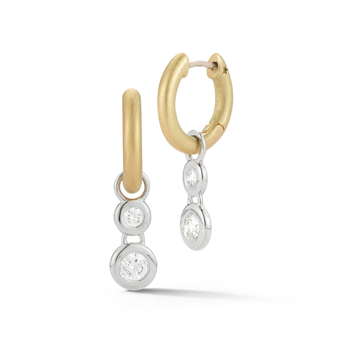 Mercer Double Diamond Drop Huggie Earrings