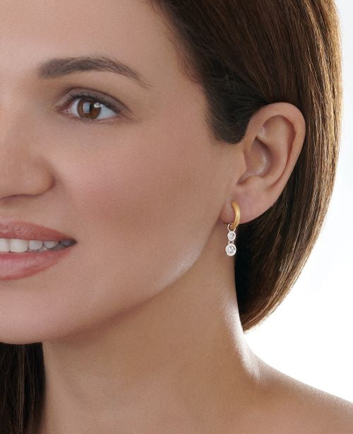 Mercer Double Diamond Drop Huggie Earrings