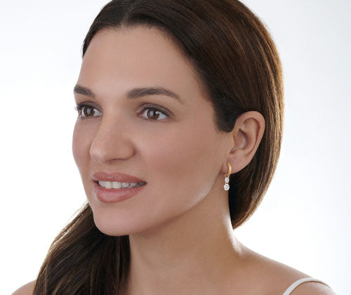 Mercer Double Diamond Drop Huggie Earrings