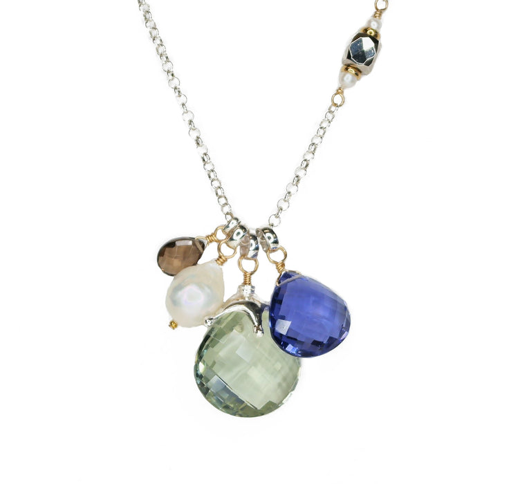 Large Cool Tone Gemstone Necklace