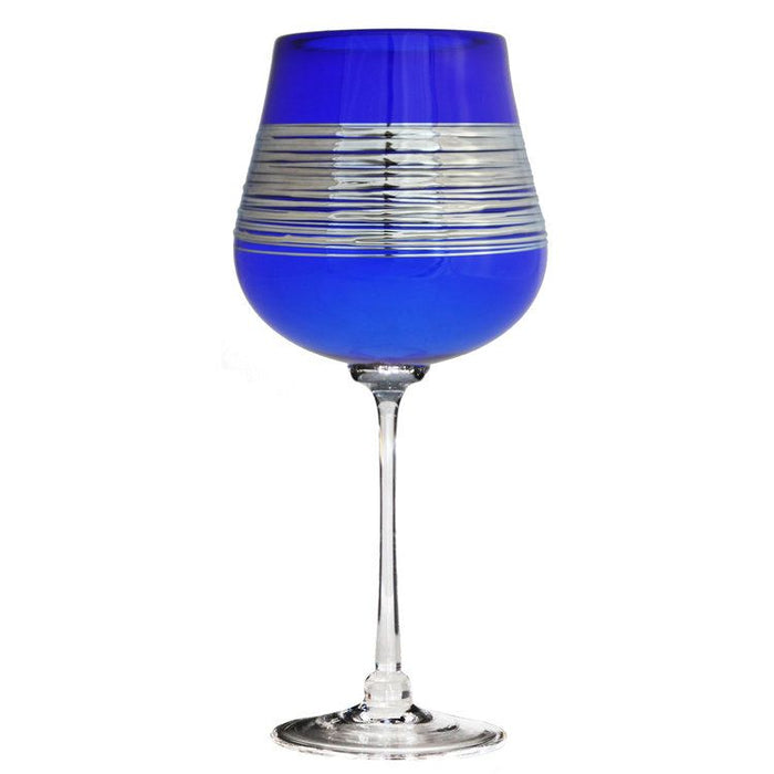 Cobalt Silverspun Wine Glass