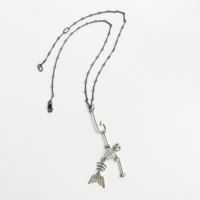 Hooked Mermaid Skeleton Necklace