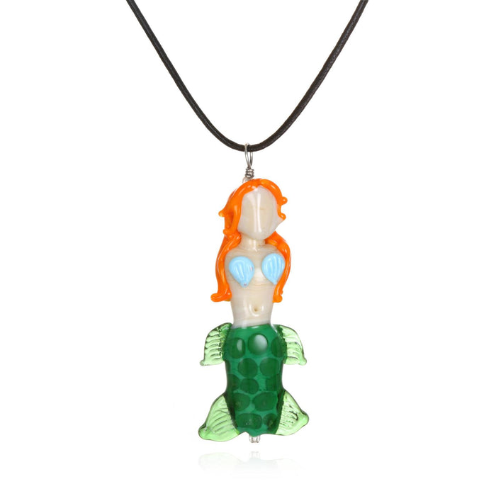 Glass Mermaid Pendant Necklace