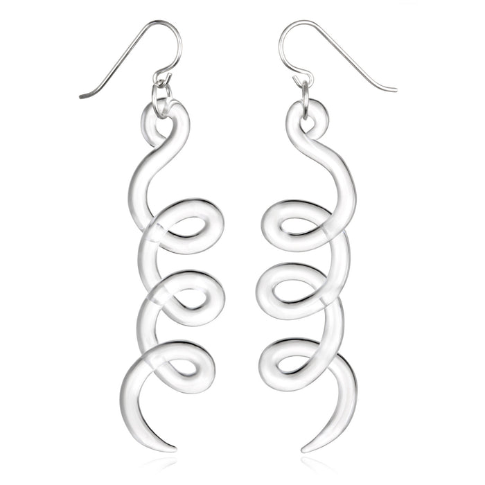 Glass Triple Cursive Curve Earrings