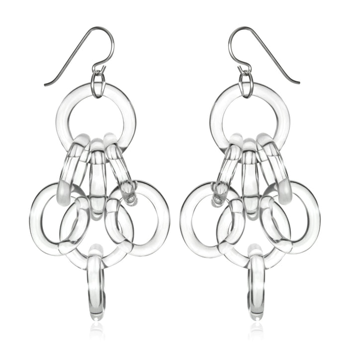 Glass Cluster Chain Earrings