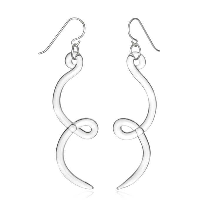Glass Cursive Curve Earrings