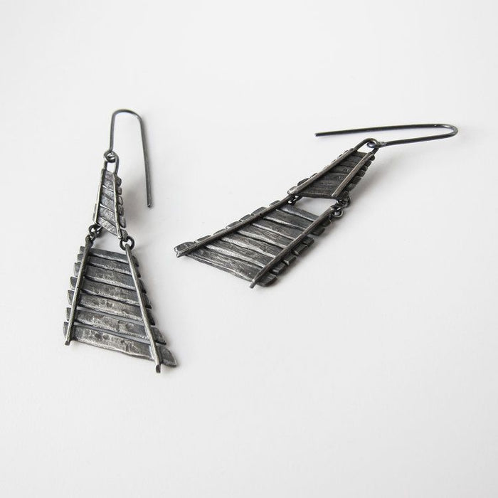 Large Railroad Dangle Earrings