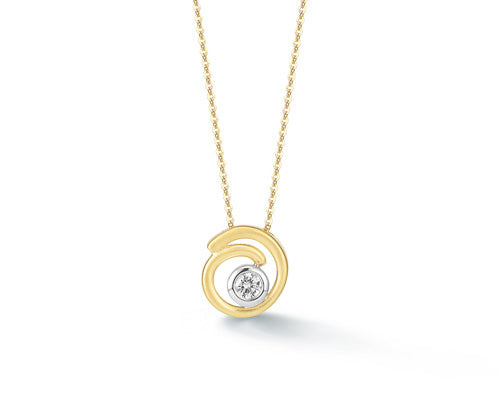 Scribble Curl Solitaire Pendant Necklace