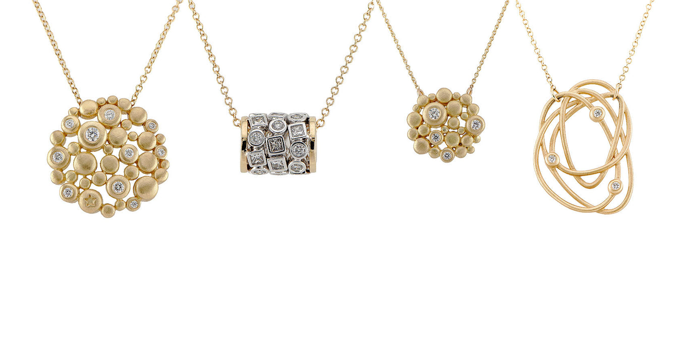 Gold Diamond Necklaces by Dana David Available at Fusion Art Glass & Fine Jewelry