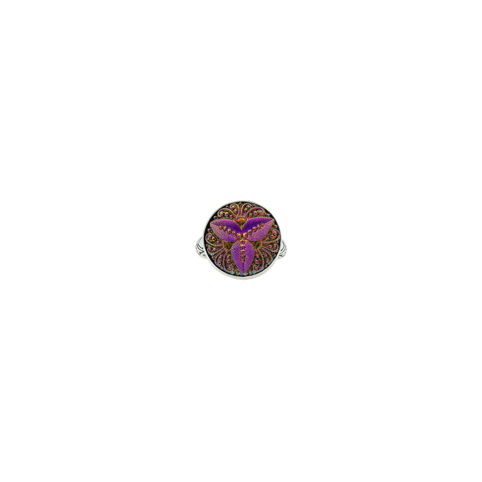 Celtic Purple Iridescent Button Ring