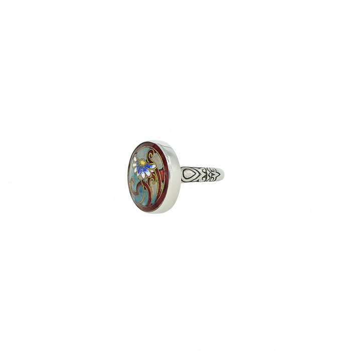 Floral Cocktail Button Ring