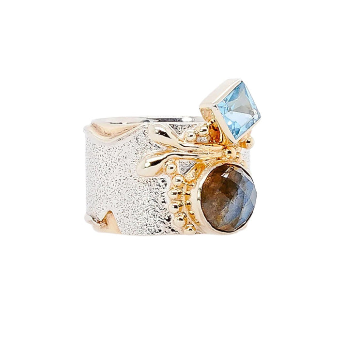Baby Blue Topaz & Labradorite Ring