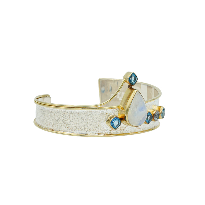 Blue Topaz & Rainbow Moonstone Cuff