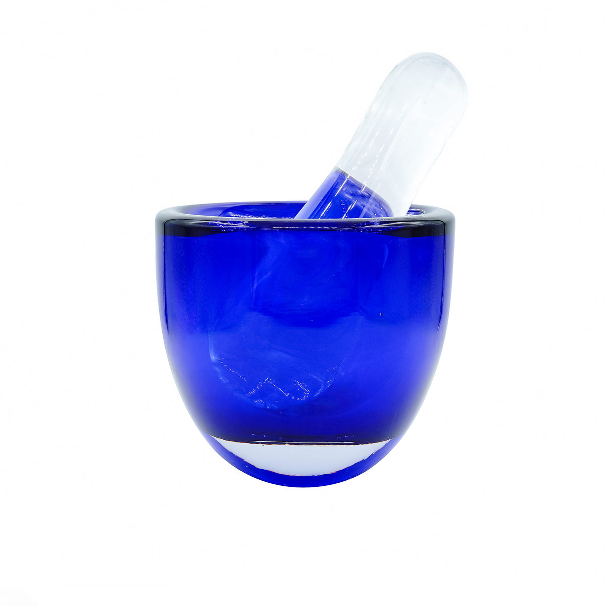 Cobalt/Clear Mortar & Pestle — Fusion Art Glass And Fine Jewelry