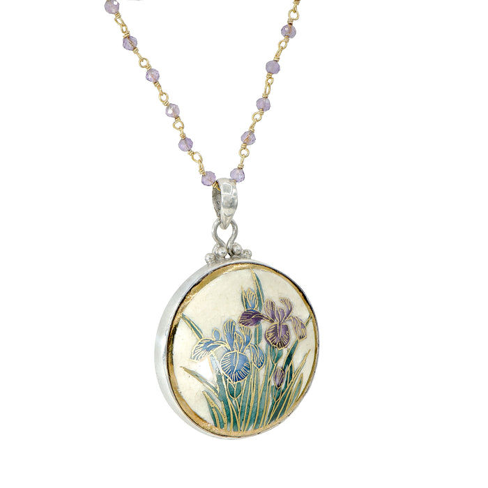 Antique Iris Button Necklace