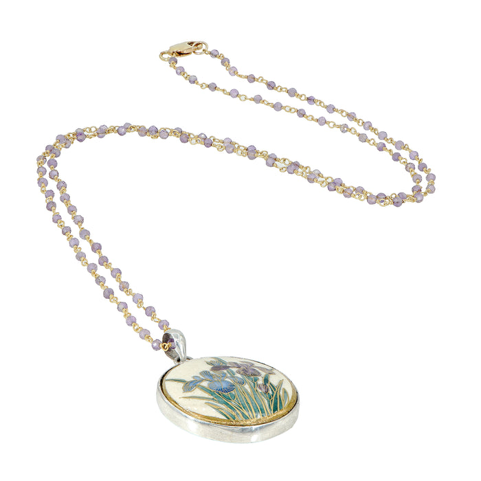 Antique Iris Button Necklace