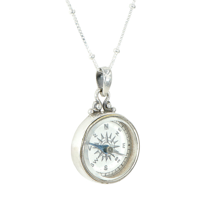 Antique Compass Button Necklace