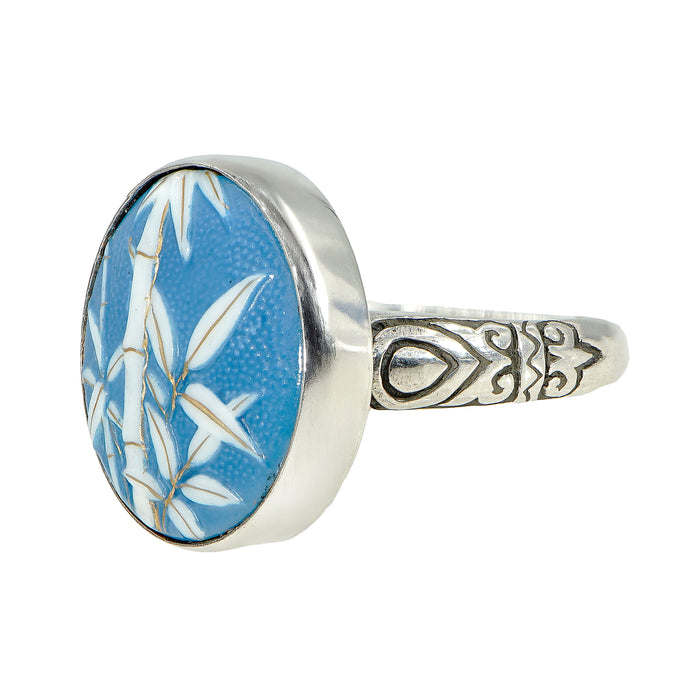 Blue & White Bamboo Satsuma Button Ring