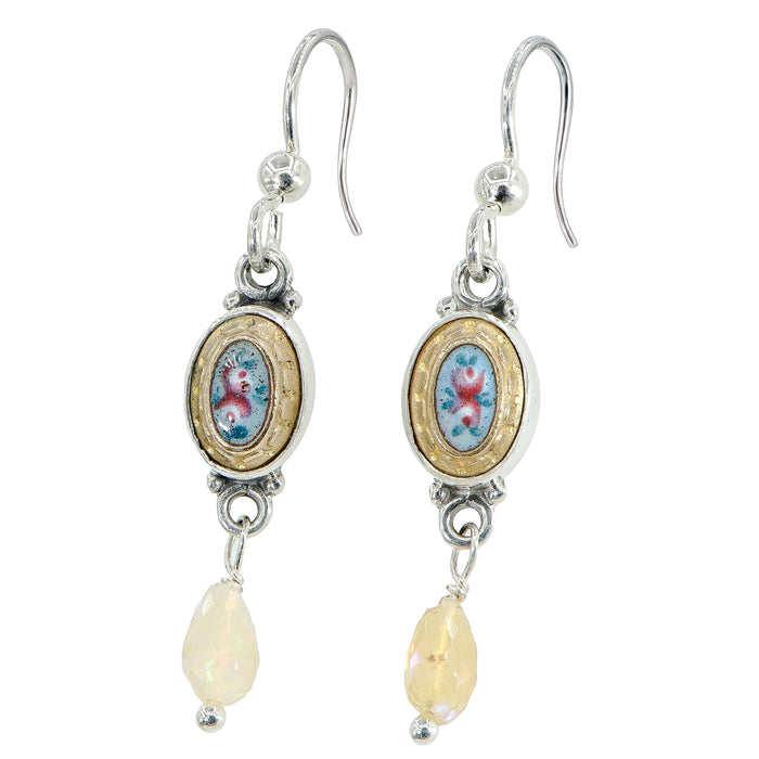 French Enamel Button Earrings