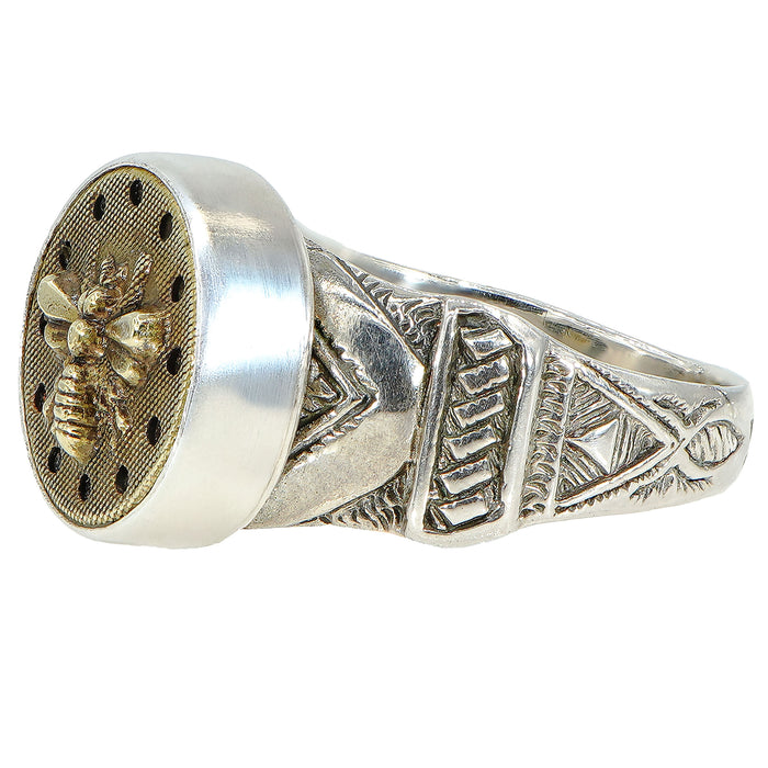 Antique Bee Button Ring