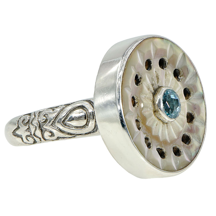 Victorian Carved Shell Button Ring