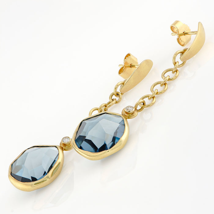 London Blue Topaz & Diamond Gold Earrings