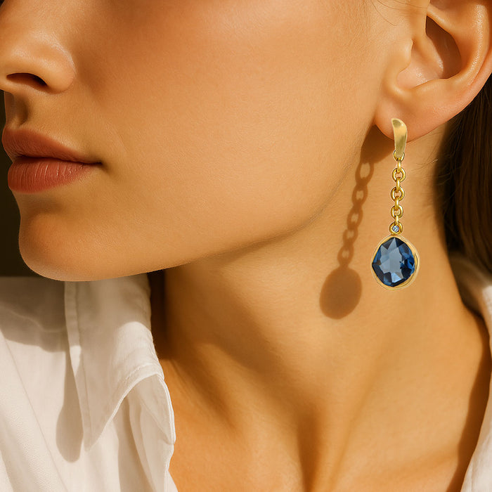 London Blue Topaz & Diamond Gold Earrings