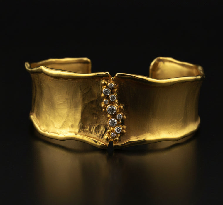 18K Gold Diamond Cuff