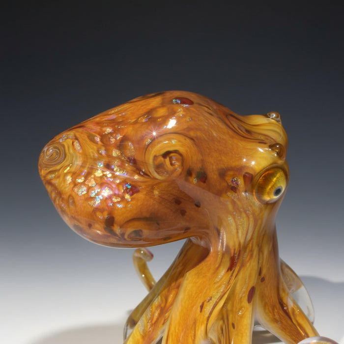 Orange Octopus Art Glass Sculpture