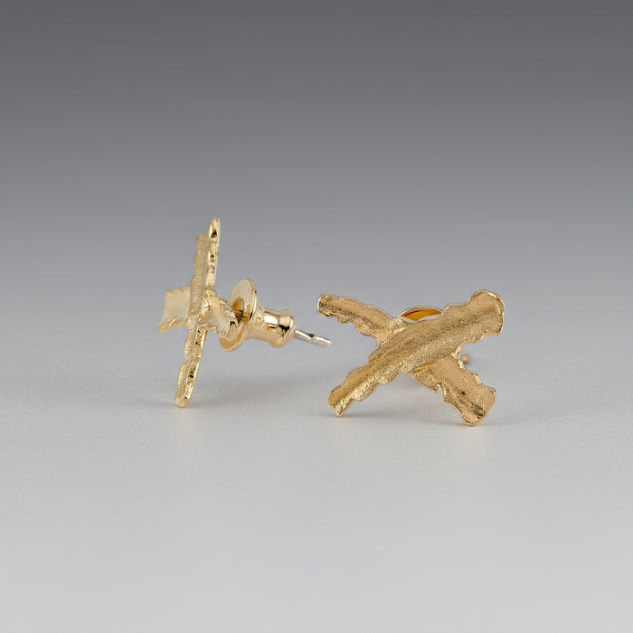 Gold X Stud Earrings