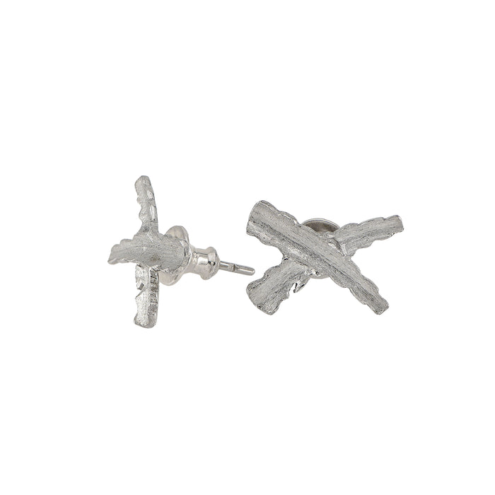 Rhodium X Stud Earrings