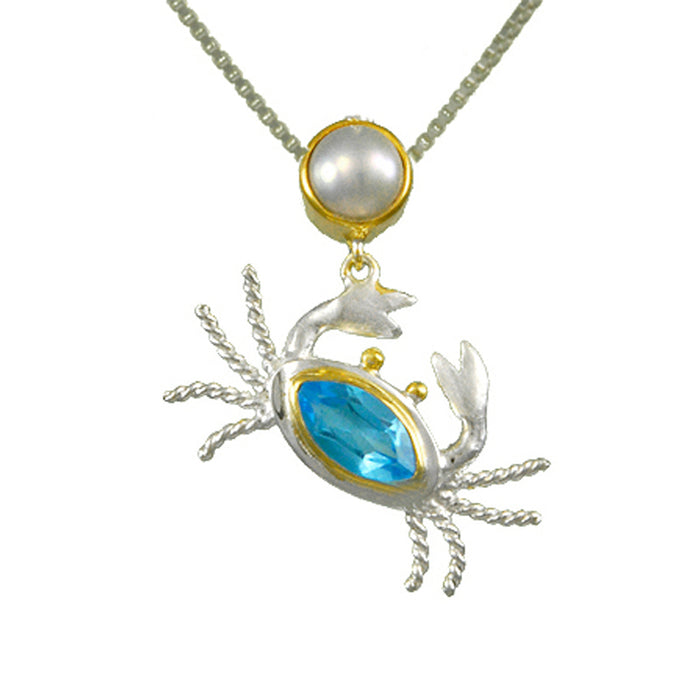 Baby Blue Topaz Crab Necklace