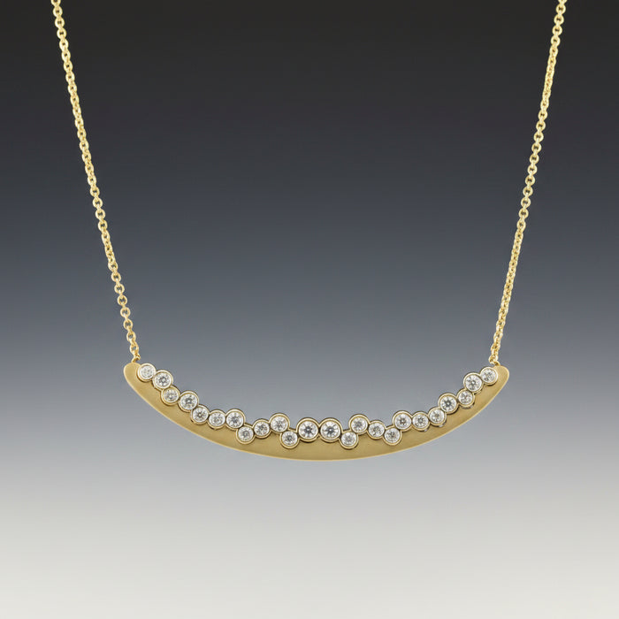 Gold Scribble Diamond Cluster Smile Necklace