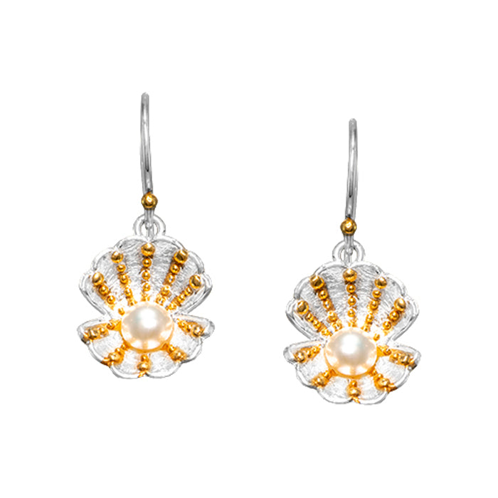 Clam Shell with Fresh Water Pearl Earrings