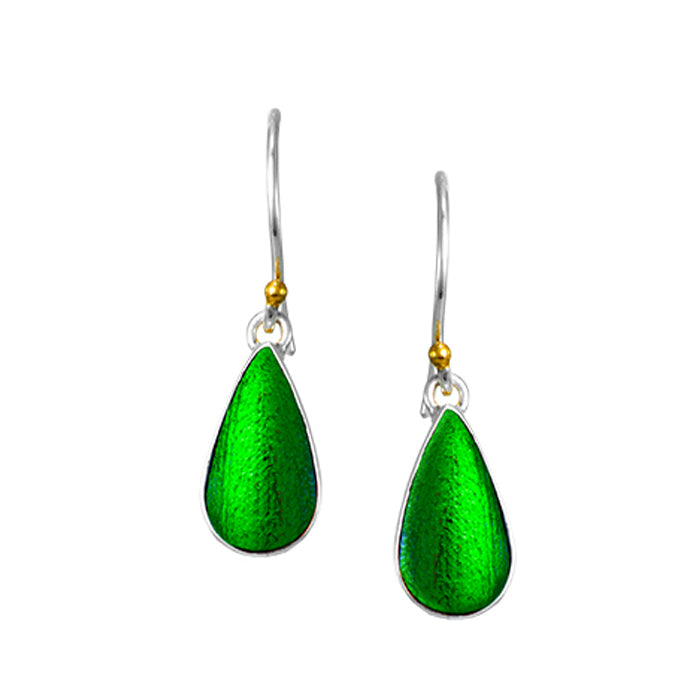 Beetle Wing Pear Earrings