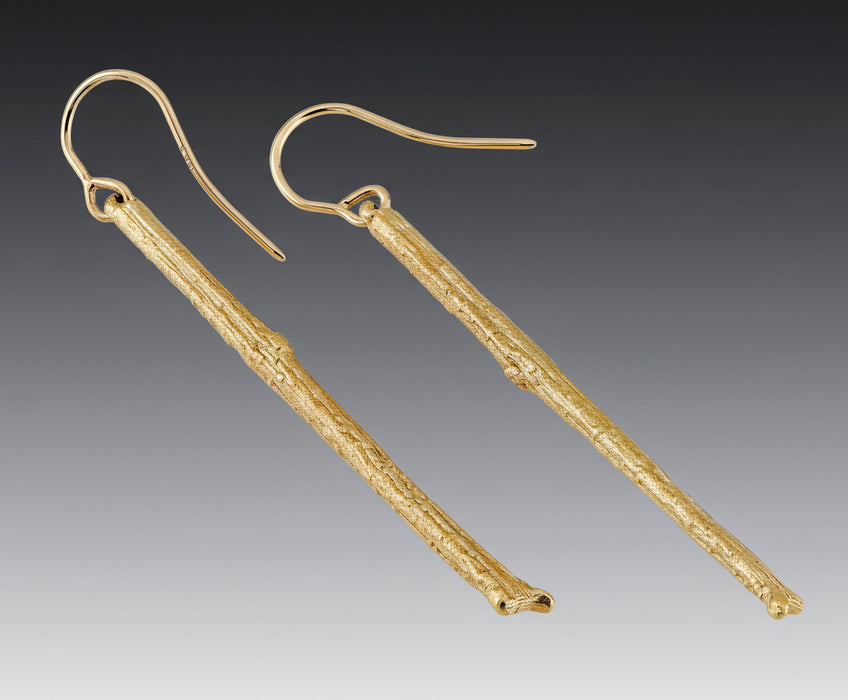 Olive Branch Twig Gold Earrings