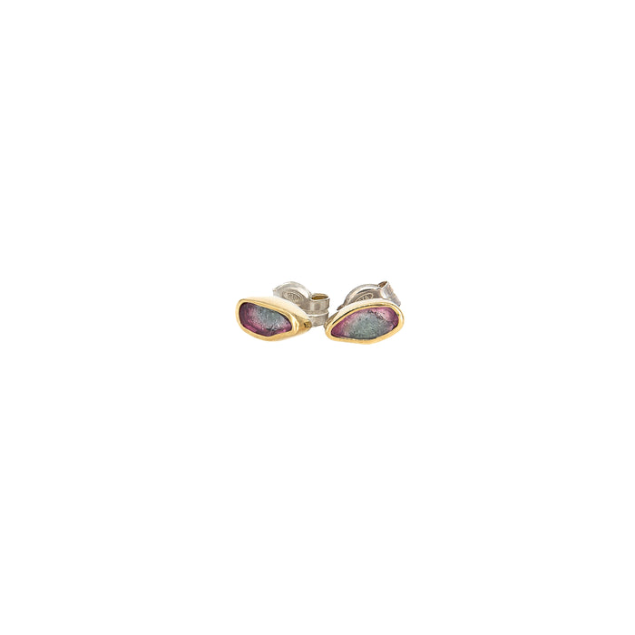 Bi-Color Tourmaline Stud Earrings