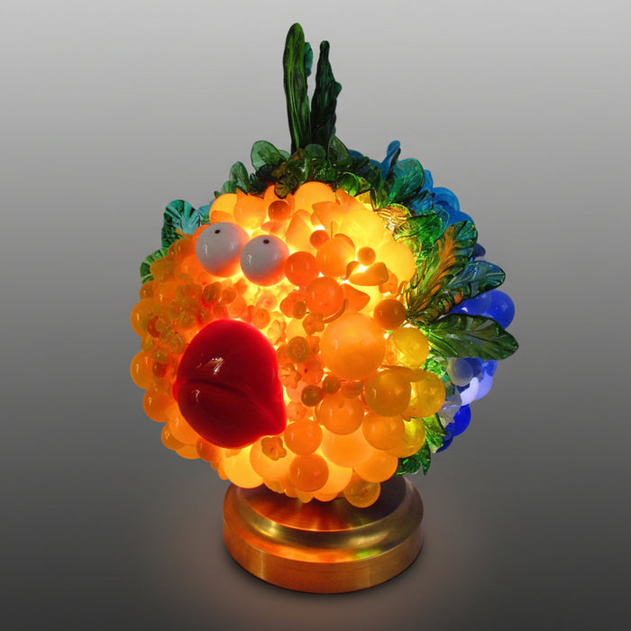 Yellow Fish Art Glass Lamp