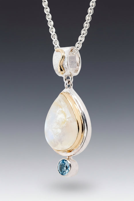 Rainbow Moonstone & Baby Blue Topaz Pendant