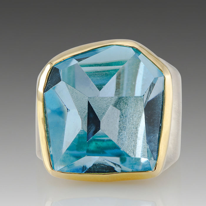 Aquamarine Gold & Silver Ring