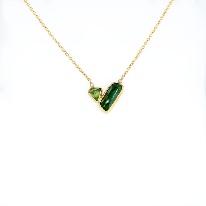 Green Tourmaline, Peridot & Diamond Necklace
