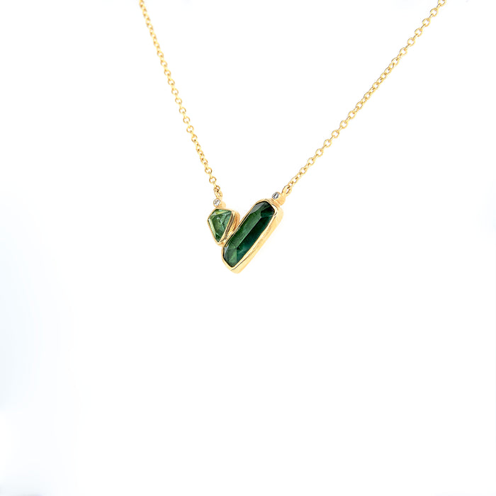 Green Tourmaline, Peridot & Diamond Necklace