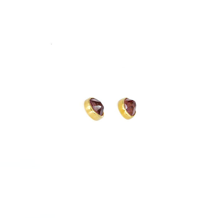 Gold Pink Tourmaline Stud Earrings