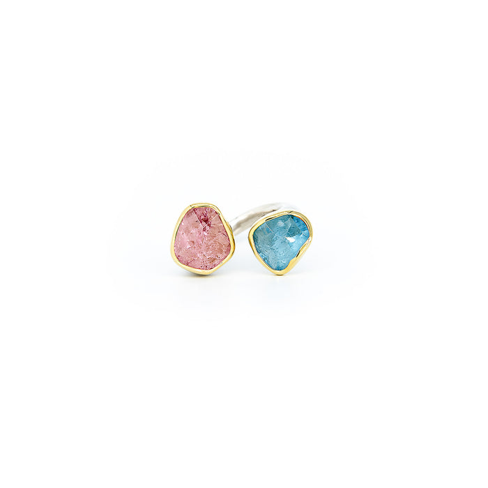 Aquamarine & Pink Tourmaline Ring