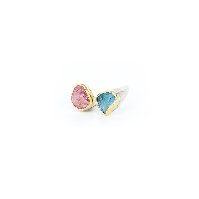 Aquamarine & Pink Tourmaline Ring