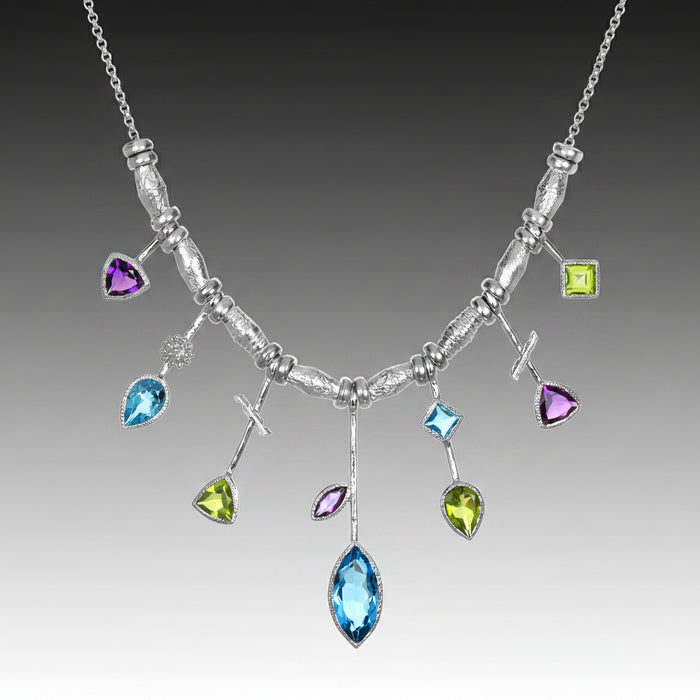 7 Stick Edge Necklace – Blue Topaz