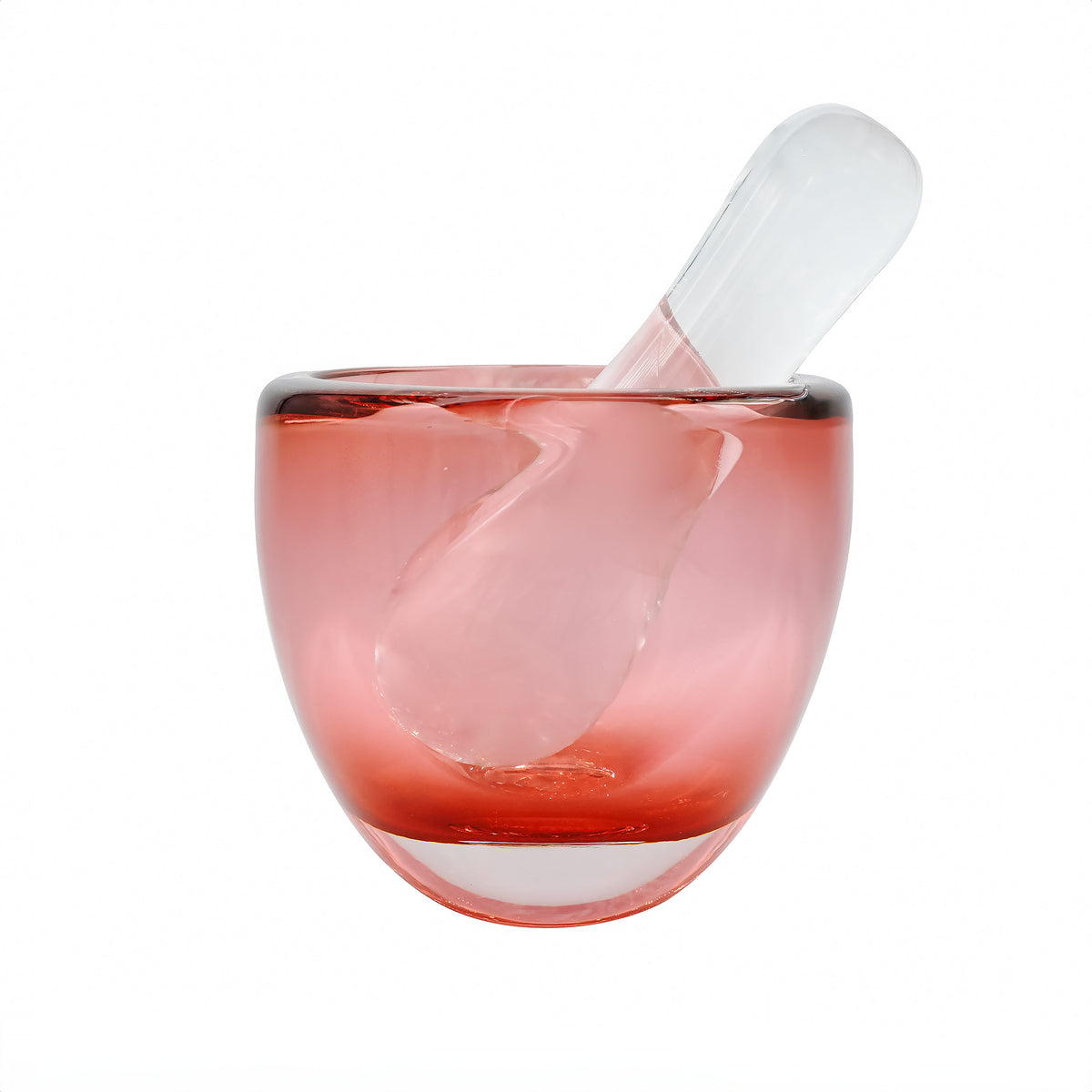 Pink/Clear Mortar & Pestle — Fusion Art Glass And Fine Jewelry