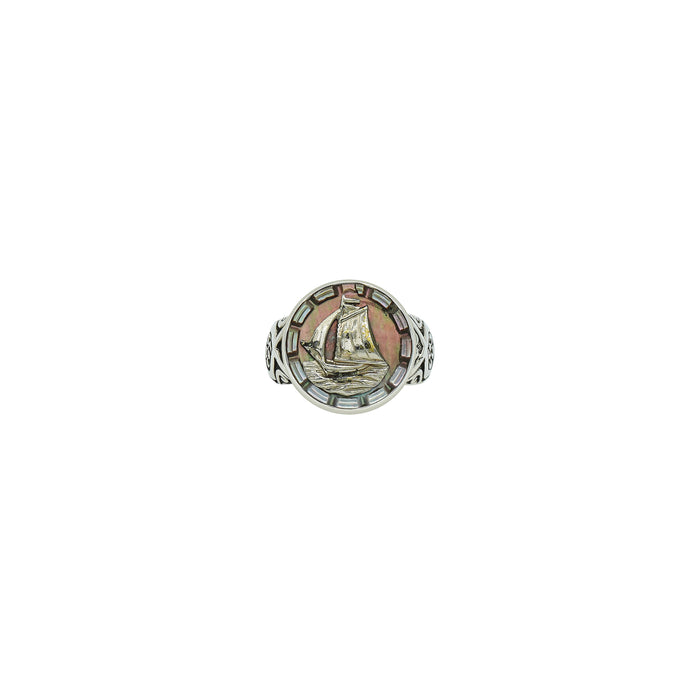 Pearl Sailboat Button Ring