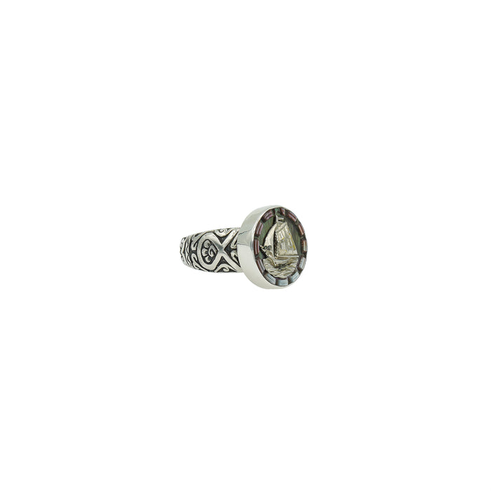 Pearl Sailboat Button Ring