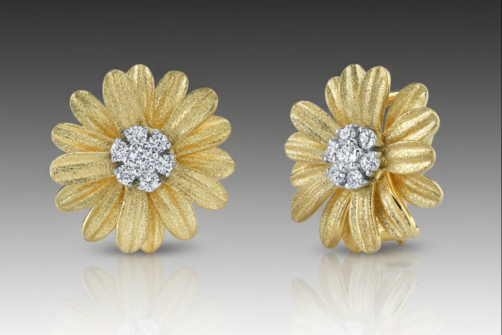 Daisy Diamond and Gold Earrings